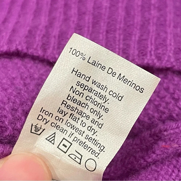 Madewell Wallace Merino Wool Purple Button Down Cardigan Sweater Elbow Patches S - Picture 9 of 11